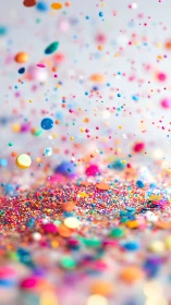 Sugar-bright confetti bursts upward in a chromatic sugarstorm