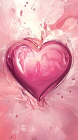 Fluid Acrylic Heart Form with Splash Dynamics and Color Gradation