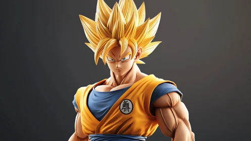 Golden haired anime warrior radiating calm, focused power.