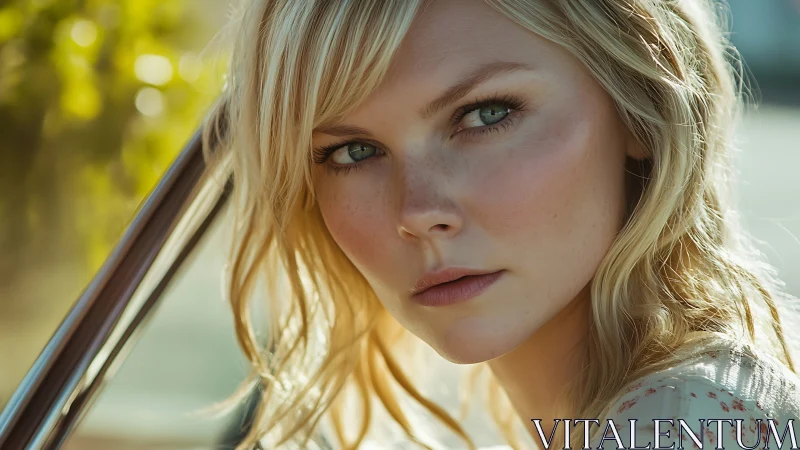 Soft sunlight frames a contemplative young woman’s portrait.