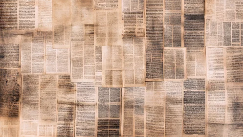 Patchwork of antique book pages steeped in quiet history.