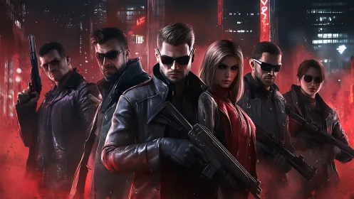 Shadow-clad strike team stalks neon streets with quiet menace