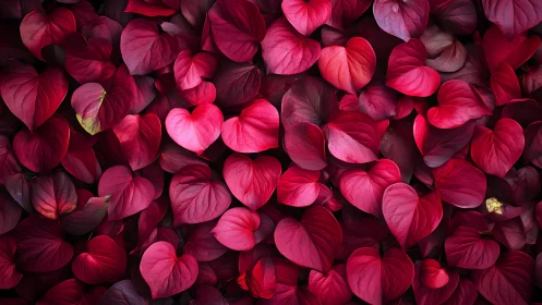 Layered red heart-shaped leaves forming dense foliage.