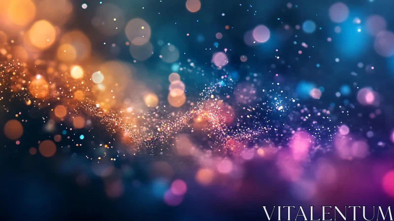 Colorful bokeh lights and sparkling abstract particles in dreamy style.