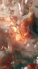 Translucent abstract fluid shapes around soft inner glow.