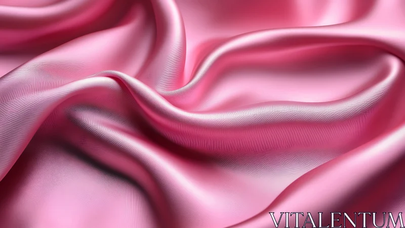 Pink silk fabric with flowing folds and luminous surface quality throughout composition