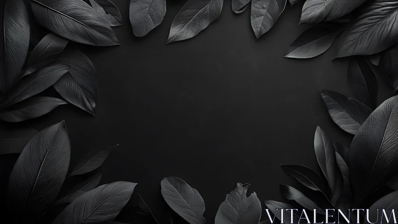 Dark monochrome leaves form a symmetrical frame around void