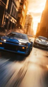 Streetlight thunder as twin supercars shred the sunset.