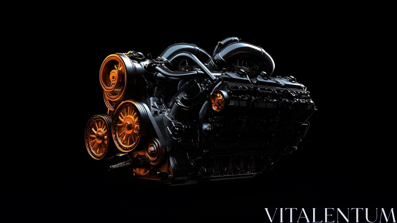 High-performance car engine in dramatic lighting, digital art style. High-performance car engine in dramatic lighting, digital art style.
