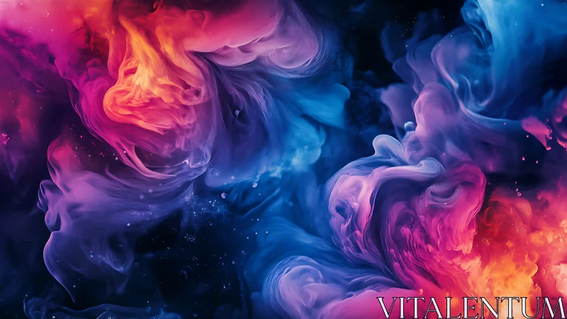 Bilateral neon ink clouds with turbulent fluid dynamics gradients