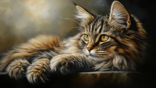 Majestic Maine Coon Cat Portrait with Golden Eyes.