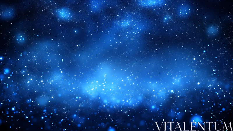 Dreamy blue night sky sprinkled with glowing starlight.