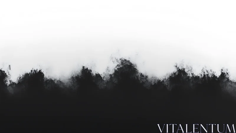 Monochrome digital ink smoke gradient with diffuse edge horizon