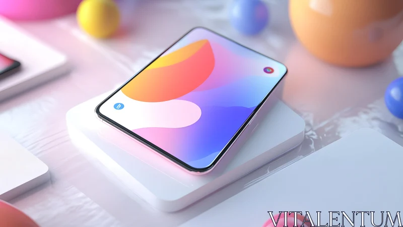 Sleek Modern Smartphone on Minimalist Pastel Desk, Digital Art.