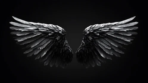 Striking silver wings unfold gently against deep shadow