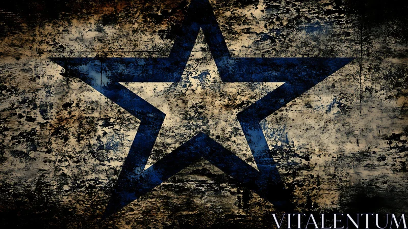 Grunge blue star emblem over distressed textured wall