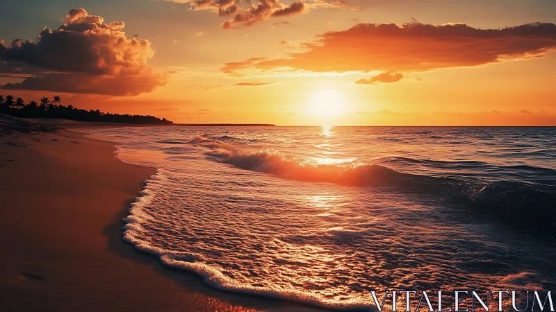 Sunset tide whispering gold along a quiet tropical shore.