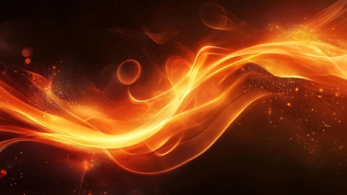 Vivid Abstract Fiery Wave with Glowing Orange Light Effects.