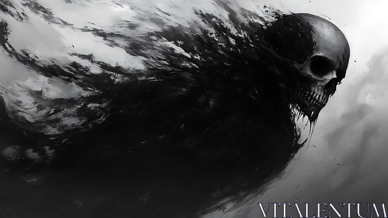 Entropy wraith emerging as particulate skull vector field.