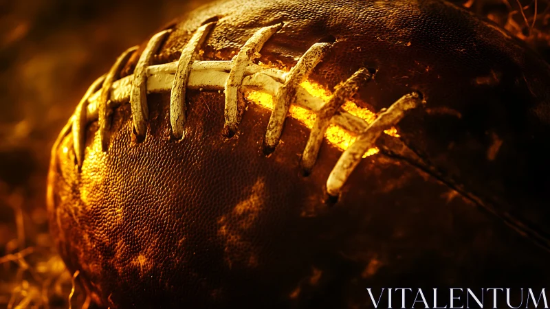 Close-up photorealistic football with dramatic sidelighting.