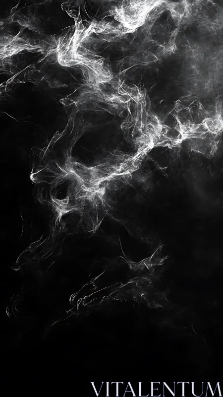 Ethereal white smoke swirls across a deep black void.