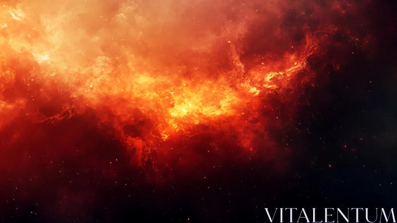 Cosmic Fire Nebula Against Darkness.