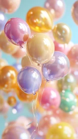 Translucent Balloons Floating Against Blue Sky