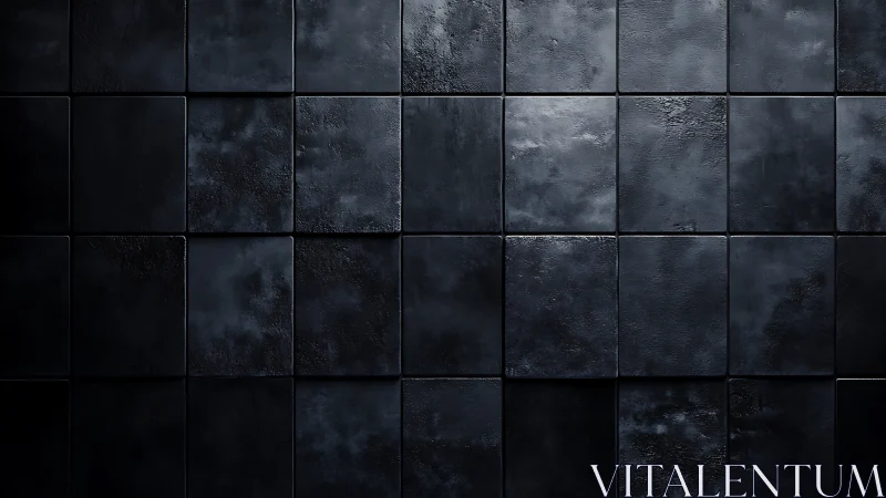 Dark ceramic tiles form a textured, evenly aligned surface