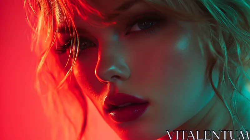 Neon-kissed portrait glowing with soft cinematic allure.