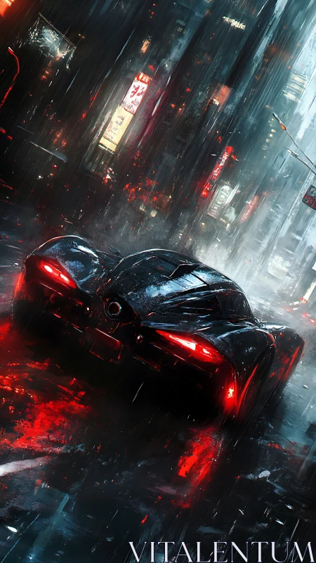 Neonstorm hypercar carving red echoes through rain-slick neon.