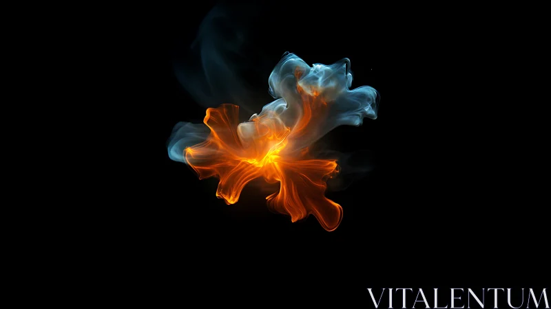Abstract orange and blue flame plumes rendered on black field