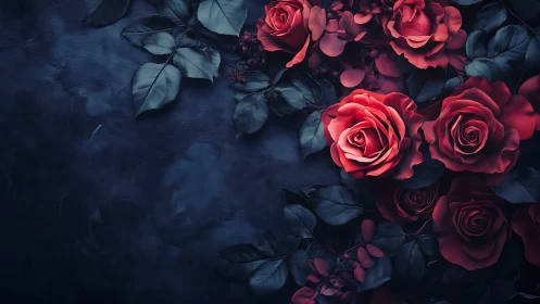 Deep Blue Roses with Dark Foliage