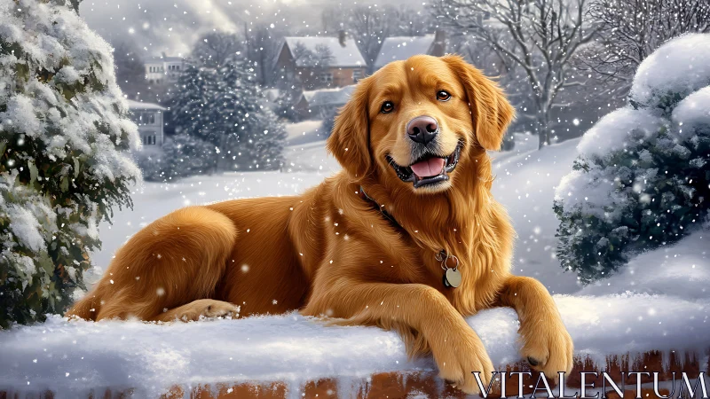 Golden snowday sentinel grins through a flurry of light