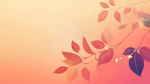 Stylized red and orange leaves on gradient background design.