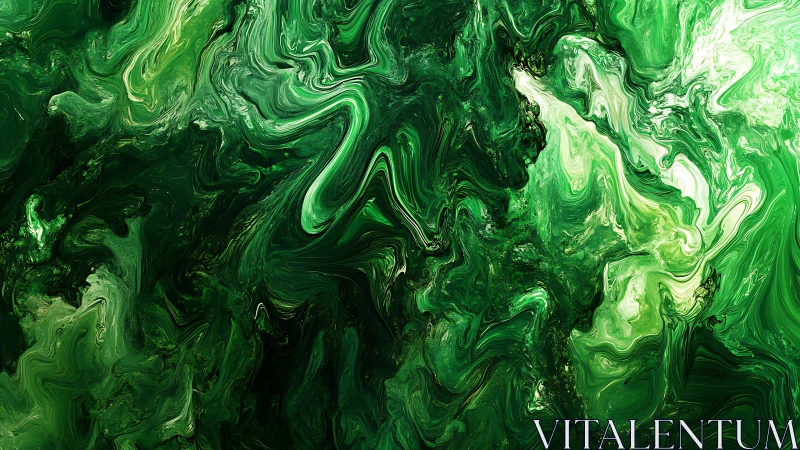 Emerald fluid dynamics in layered marbled green abstract field