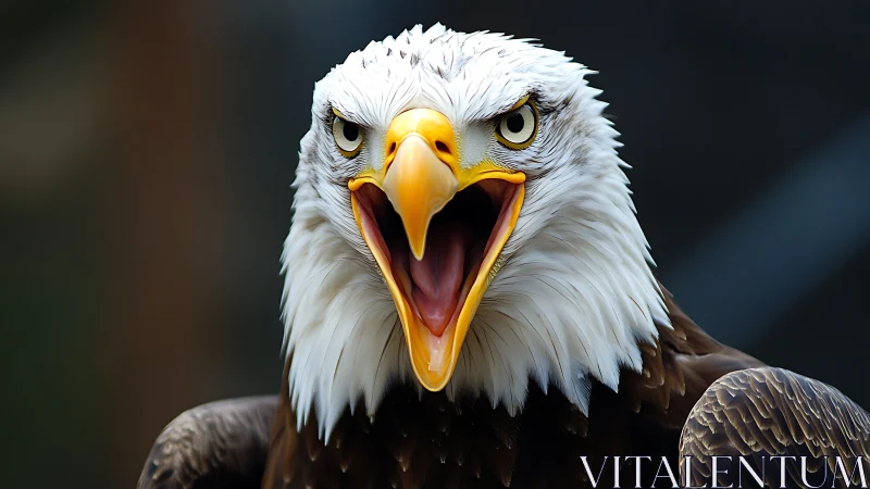 Close-up of Bald Eagle Screaming in Dramatic Wildlife Portrait.