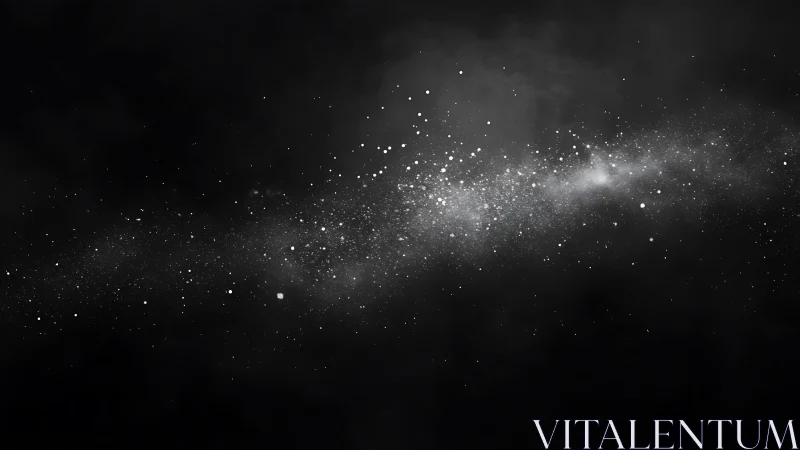 Stellar dust stream crossing a deep black void in space.