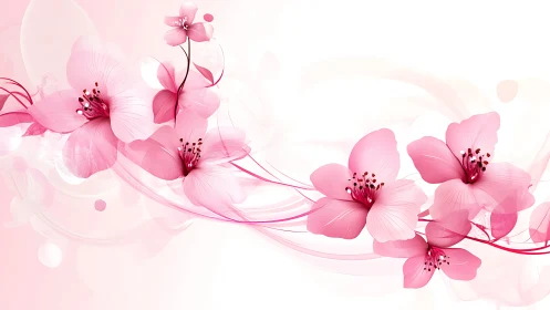 Pink Blossoms Flowing Through Soft Luminescence.