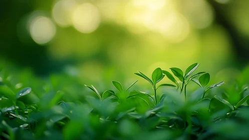 Backlit seedling foliage rendered with shallow depth of field