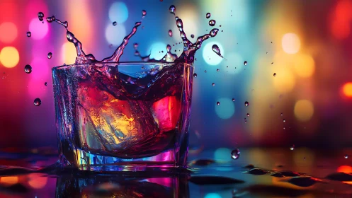 Prismatic Splash: Neon Liquid Ballet Frozen in Glass.