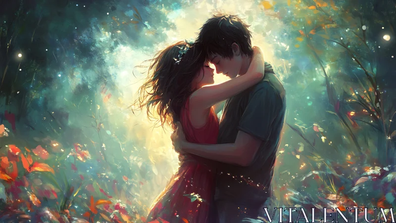 Enchanted Embrace: Luminous Forest Romance.