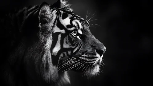 Quiet strength in monochrome: a tiger’s thoughtful gaze.