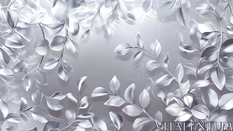 Silver leaf branches forming elegant metallic frame.