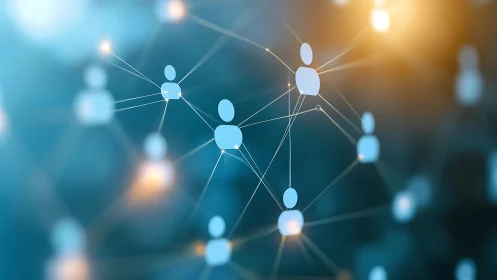 Glowing nodes of human connection in a dreamy data web.