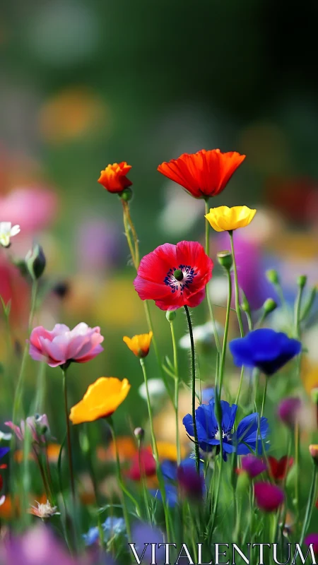 Vibrant Wildflower Garden with Selective Focus.