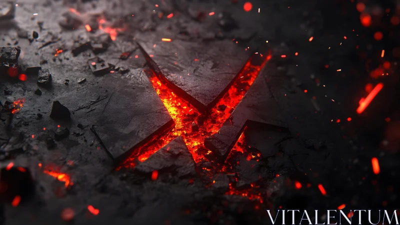 Cracked Stone Surface with Glowing Lava in Cinematic Style.