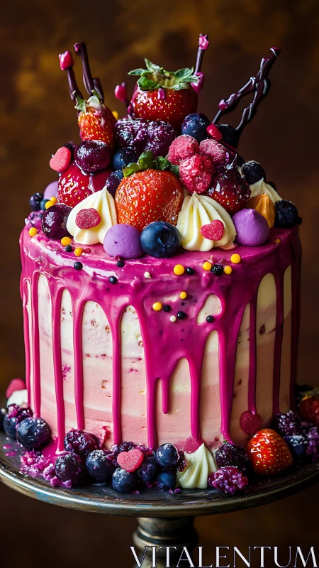 Vibrant Berry Layer Cake with Drip Frosting.