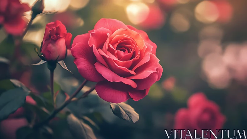 Bokeh-Enhanced Red Rose with Warm Depth of Field.