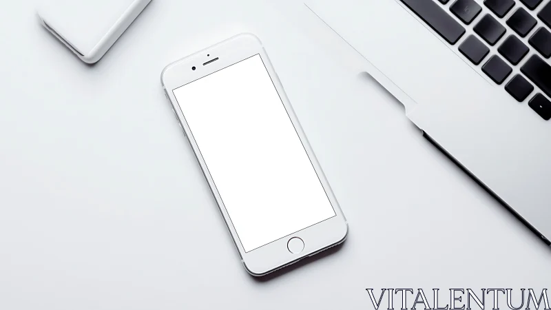 Minimalist Tech Workspace: Luminous Device Among Digital Tools.