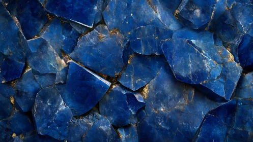 Deep blue crystal slab pattern with gold accents texture.